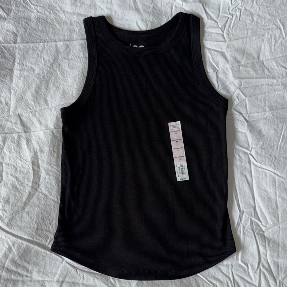 NWT High Neck Ribbed Tank Black